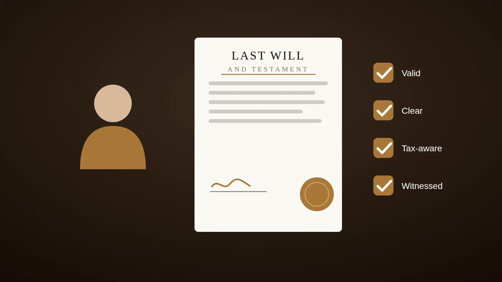 A lawyer beside a properly signed and sealed last will and testament
